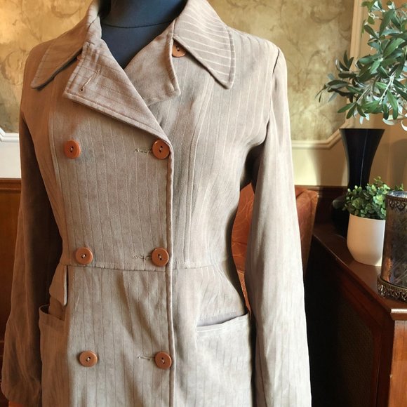 Women Double Breasted Trench Jacket With Lapel Collar, Small - Picture 10 of 12